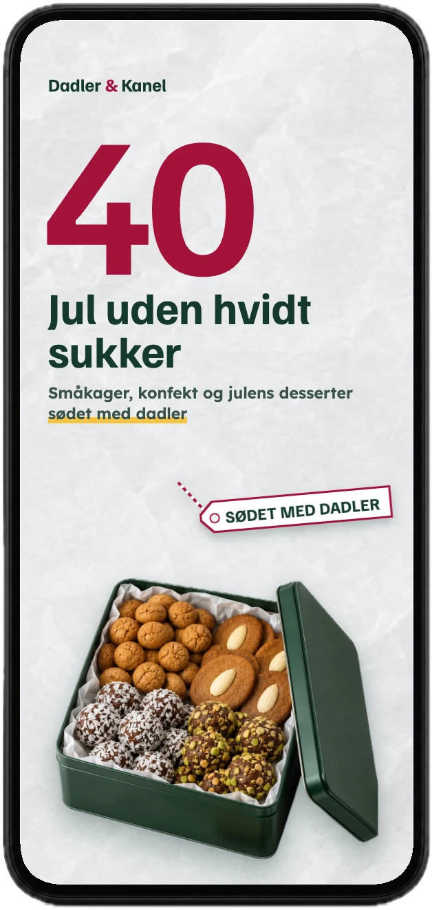 Forsiden af kogebogen med 40 opskrifter på en mobil